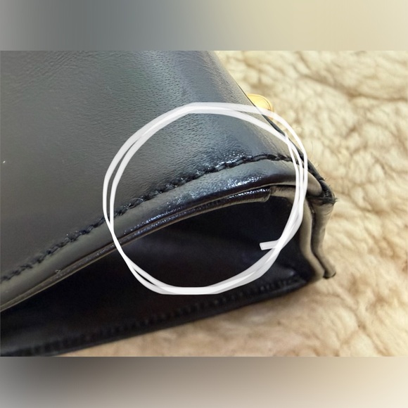 VTG Leather School Florence Black Crossbody Bag Gold Hardware Italy Monogramed - Picture 5 of 16